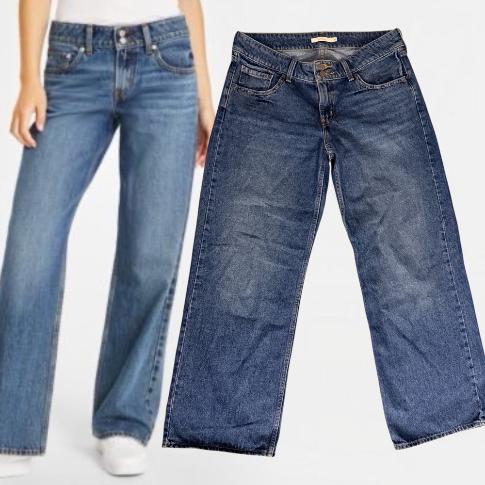 Levi's Superlow Loose Jeans Double Button Wide Leg Medium Wash 31